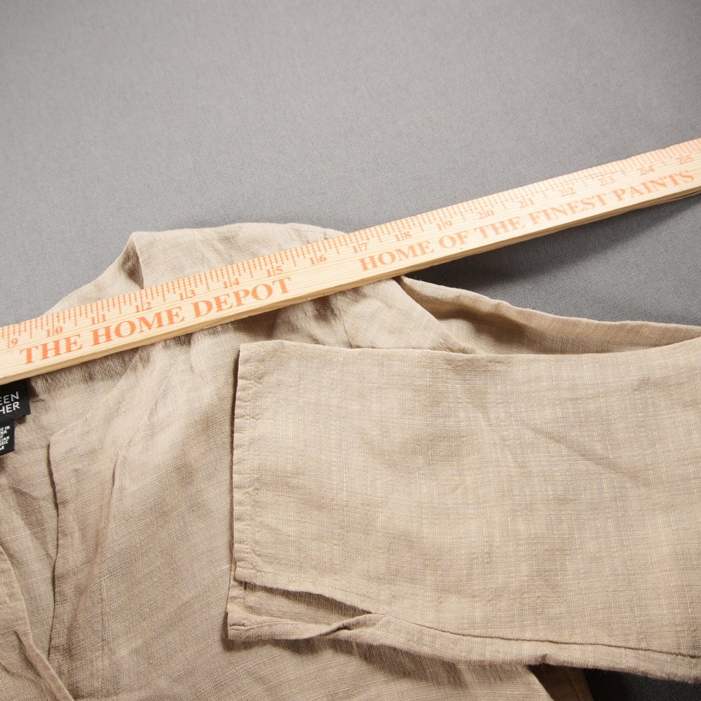 Eileen Fisher Italian Linen Blend Button Front Women Blouse M Long Sleeve Boho - Picture 5 of 15